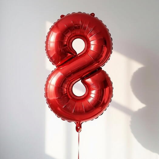 Фольгированная цифра «8» в красном цвете, 102 см