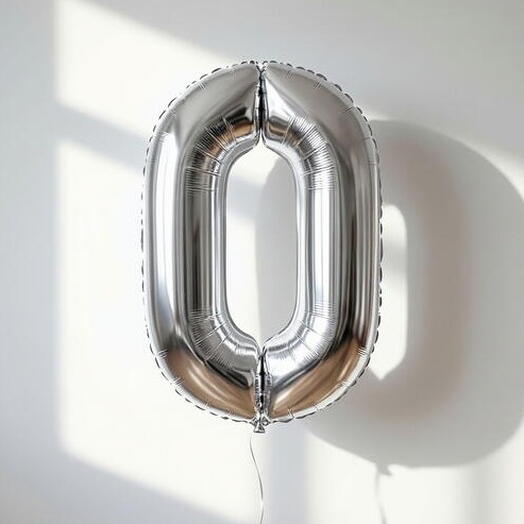 Фольгированная цифра «0» в серебряном цвете, 102 см