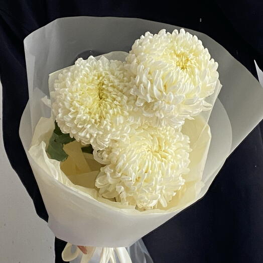 Хризантемы светлые сезонные крупные в упаковке 🌼 3