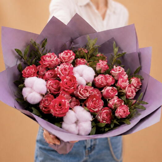 Bouquet with bush roses in a beautiful design