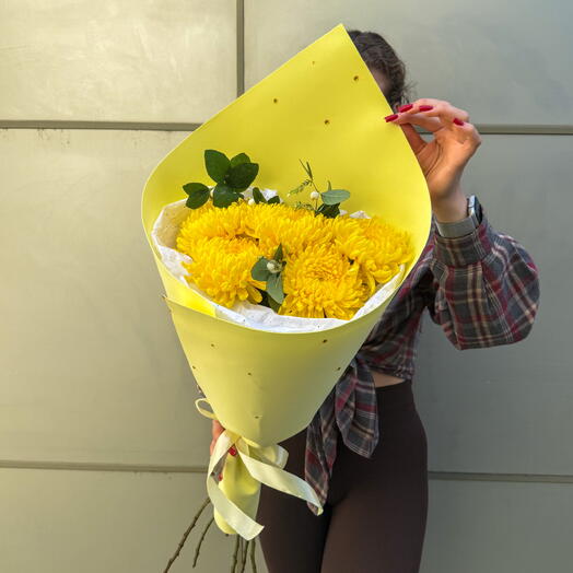 Букет из Желтых Хризантем + сладкий подарок 🎁