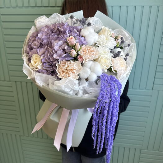 Сборный с гортензией и амарантом 💜