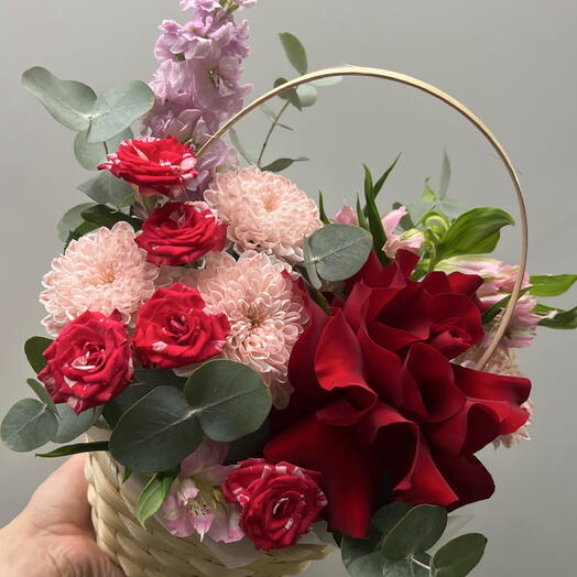 Композиция Бархатная роскошь🌹️ цветы Уфа / доставка цветов Уфа/ Роза французская/  корзина/  доставка Уфа/