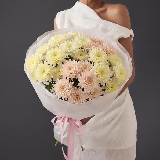 Букет из разноцветных хризантем (5 веток) от XOFLOWERS