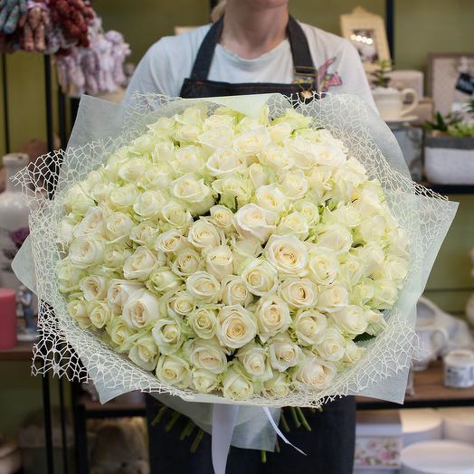 Ramo de rosas " blanco Brillante"