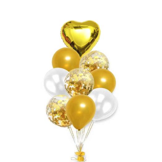 Composition of balloons with a heart of gold