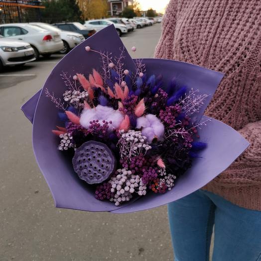 Сиреневый микс из сухоцветов