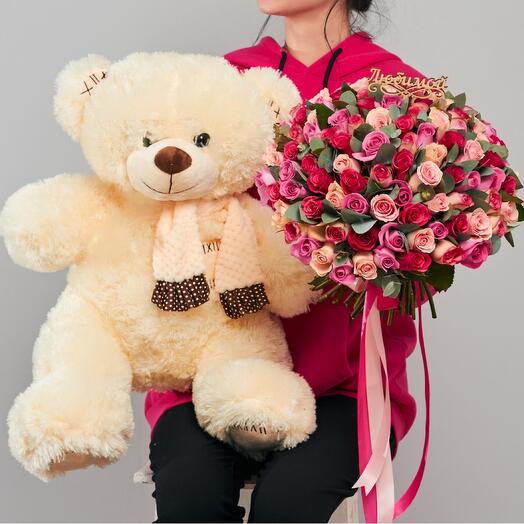 Мишка 🐻+ розы 🌹