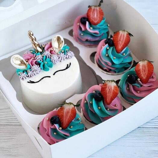 Unicorn Cake and Cupcakes Set