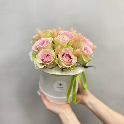 A box of delicate roses