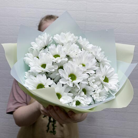 Букет Белоснежных Кустовых Хризантем