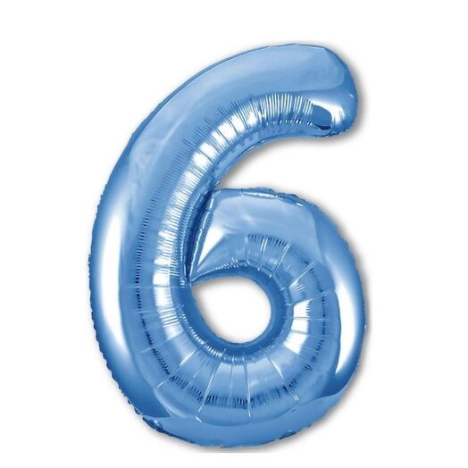Шар-цифра "6" гелиевый, цвет светло-синий