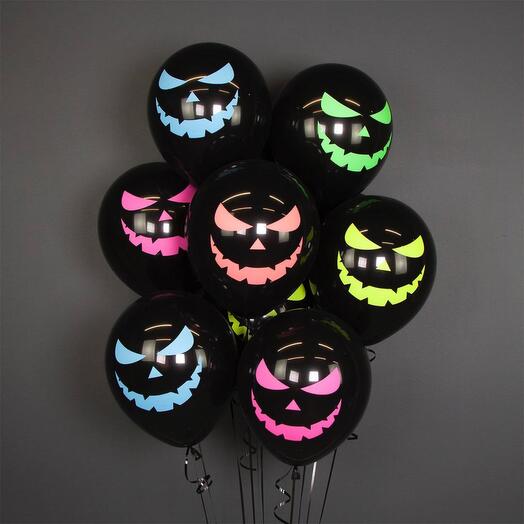 Шарики воздушные на хэллоуин Halloween зловещие тыквы 10 шт