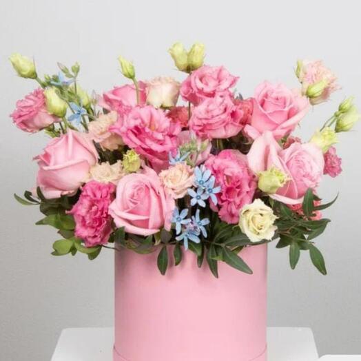 Цветы в коробке " Розовая симфония!!!"