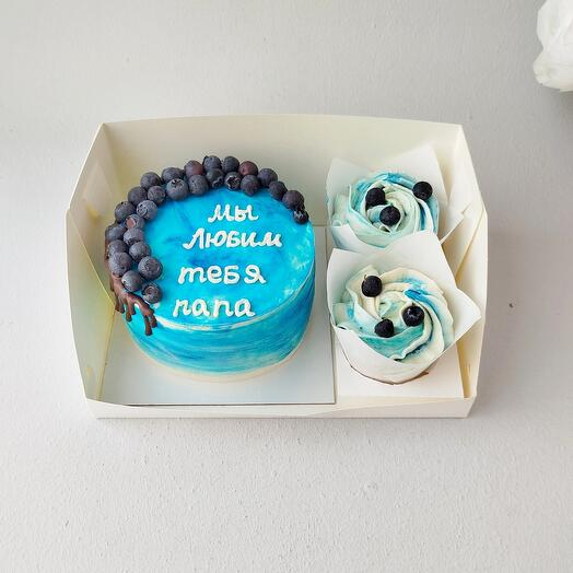 Bento cake and cupcakes for dad, grandpa. Set for Dad/Grandpa