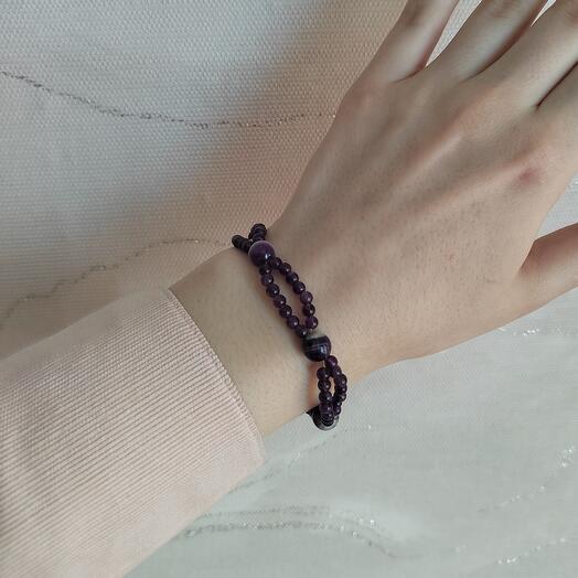 Плетёный браслет из аметиста