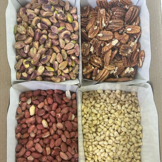 Set mixed nuts - pecan, pistachios, pine nuts, peanuts