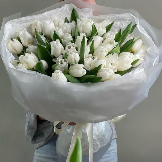 Bouquet of 51 white peony tulips