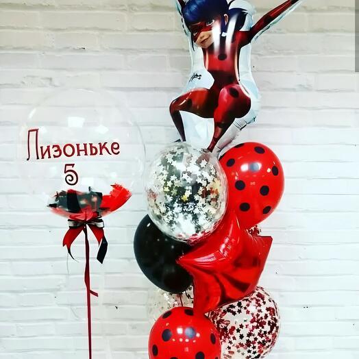Воздушные шары с гелием в фонтане "Леди Баг" 5
