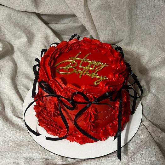 Торт 2кг Ламбет с бантиками «Happy Birthday» для подруги, мамы на праздник