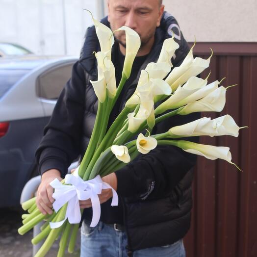 15 white tall calla lilies 70 cm