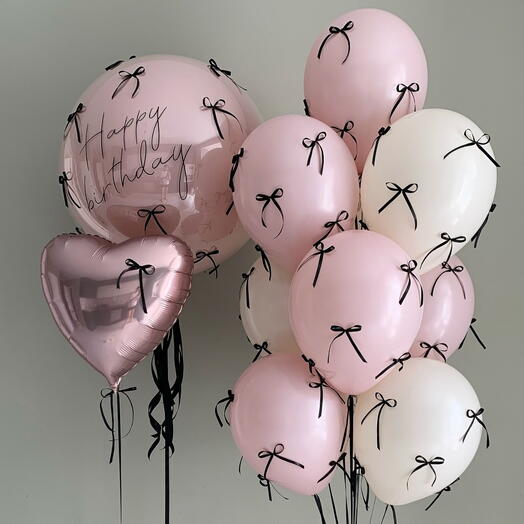 Globos de helio,  babls personalizado, un corazon y 10 globos de latex con lazos