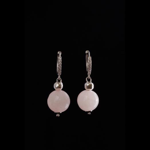 Серьги из розового кварца 11132-0053