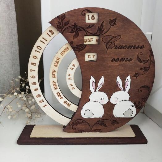 Вечный календарь "Влюбленные кролики"