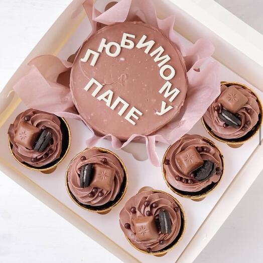 Набор (бенто-торт + 5 капкейков)*Любимому папе*