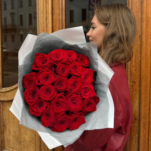 21 красная роза 60 см