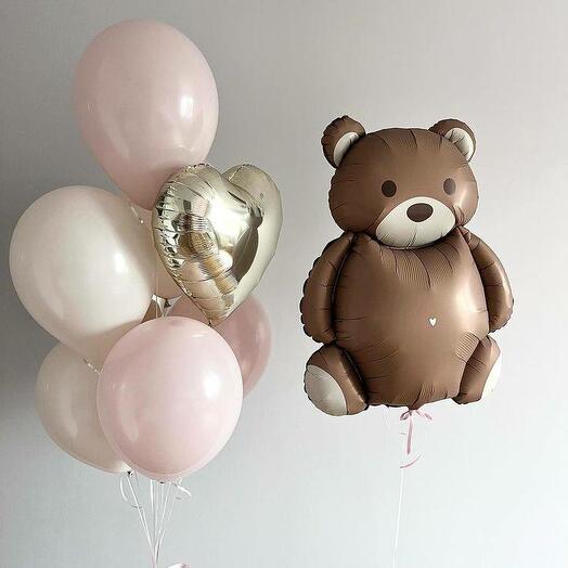 Гелиевые шары - Мишка (фонтан из шаров)