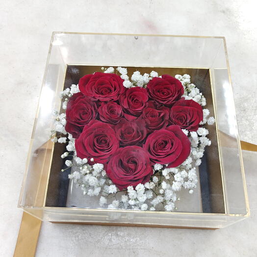 Elegant Love Box arrangement with red roses