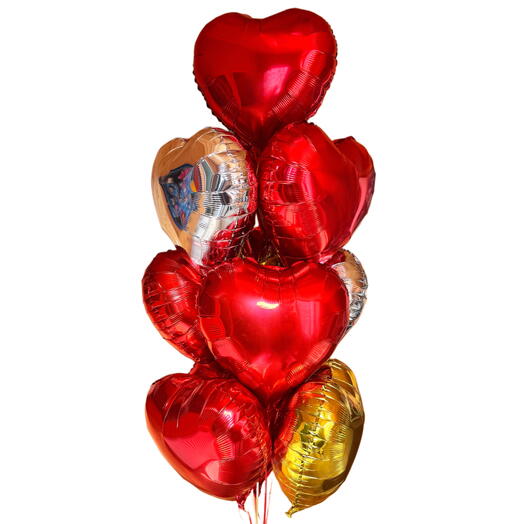 Фонтан воздушных Шаров гелий сердца 10 штук. Set of helium balloons heart 10 pcs