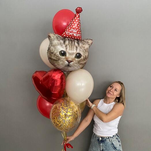 Globos de cumpleaños para hombre, niña, niño o niña con gato