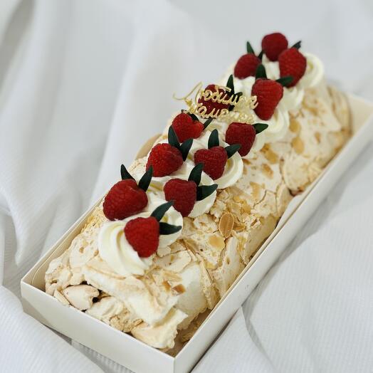 Меренговый рулет с малиной «Любимой мамочки»