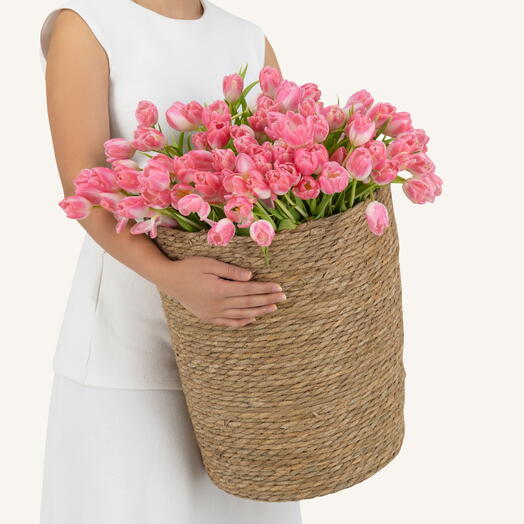 150 Pink Tulip Basket