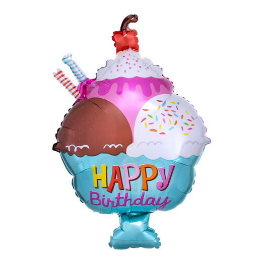 Воздушный шар гелий С ДНЕМ РОЖДЕНИЯ мороженое. Helium balloon HAPPY BIRTHDAY ice cream