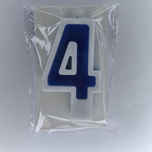 Цифра 4 синяя