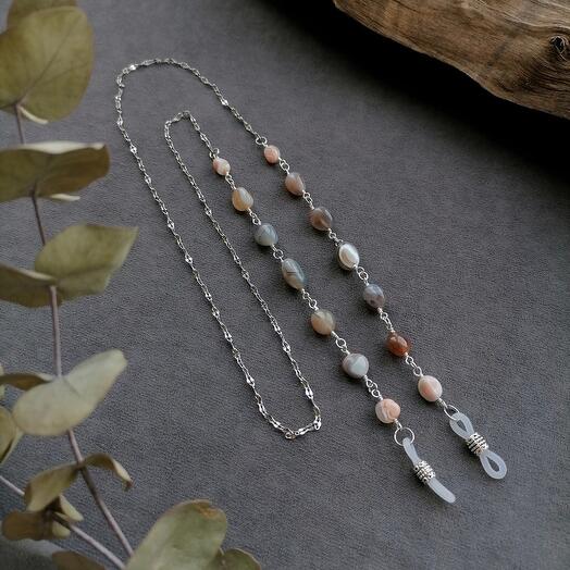 Цепочка для очков/аэрподов с агатами