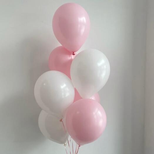 Set of 7 pink and white Balls