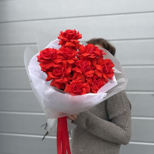 Моно из 9 алых роз