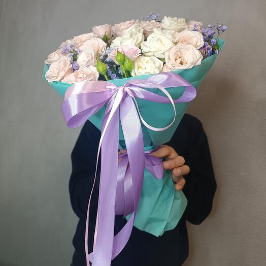 Пионовидная кустовая роза с бантом 💜💕