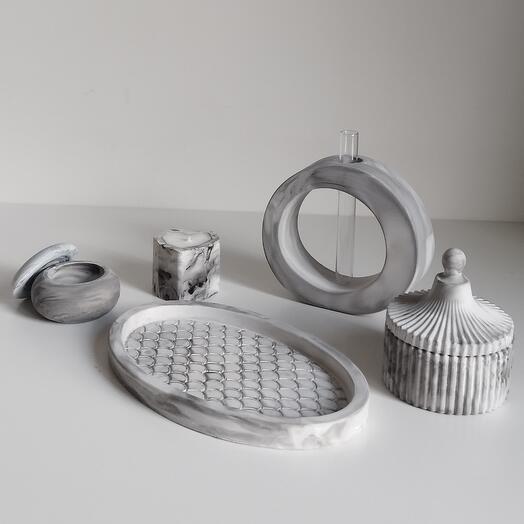 Juego de regalo de yeso: jarrón, soporte para adornos, 2 cajas de joyería, aromasvecha