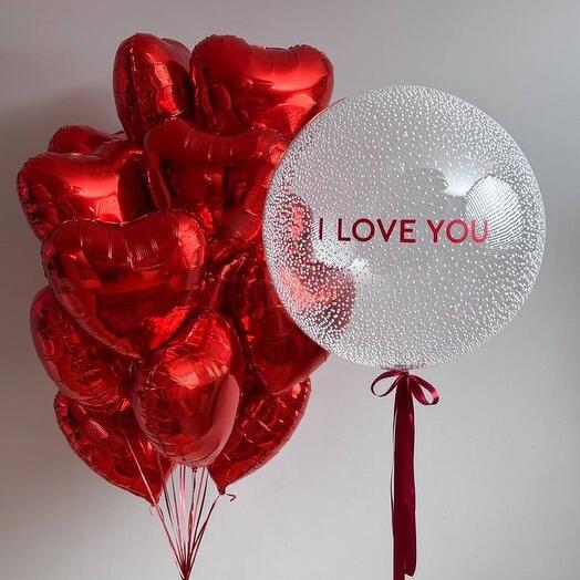 Набор шаров с гелием "I love you" 21 шар