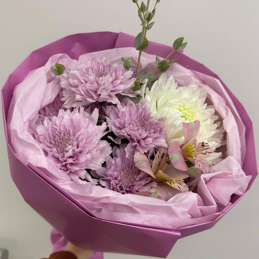 Букет с сиреневой хризантемой 🌸