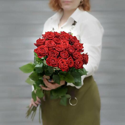 БУКЕТ ИЗ КРАСНЫХ РОЗ 25 шт высокие