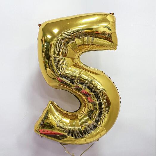 Шар Цифра 5 золото