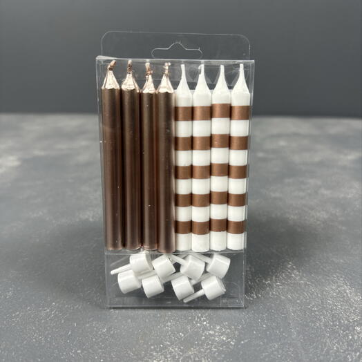 Свечи для торта Ассорти Rose Gold White 8 шт