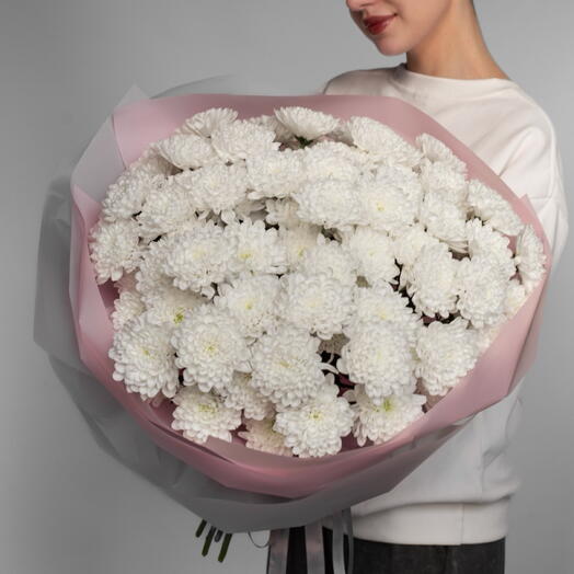 Букет из белых хризантем алтай, 11 шт