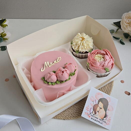 Набор бенто торт и капкейки маме